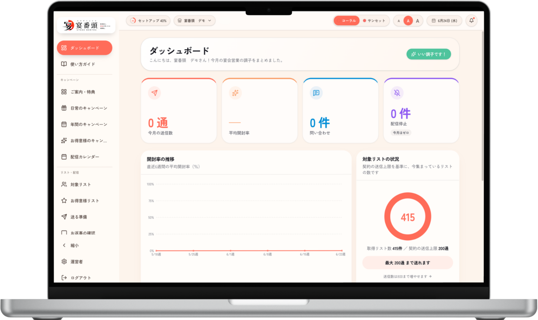 宴番頭 ダッシュボード